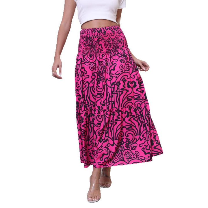 Maxi skirt for women with bold and cheerful patterns and an elastic waist Lune London