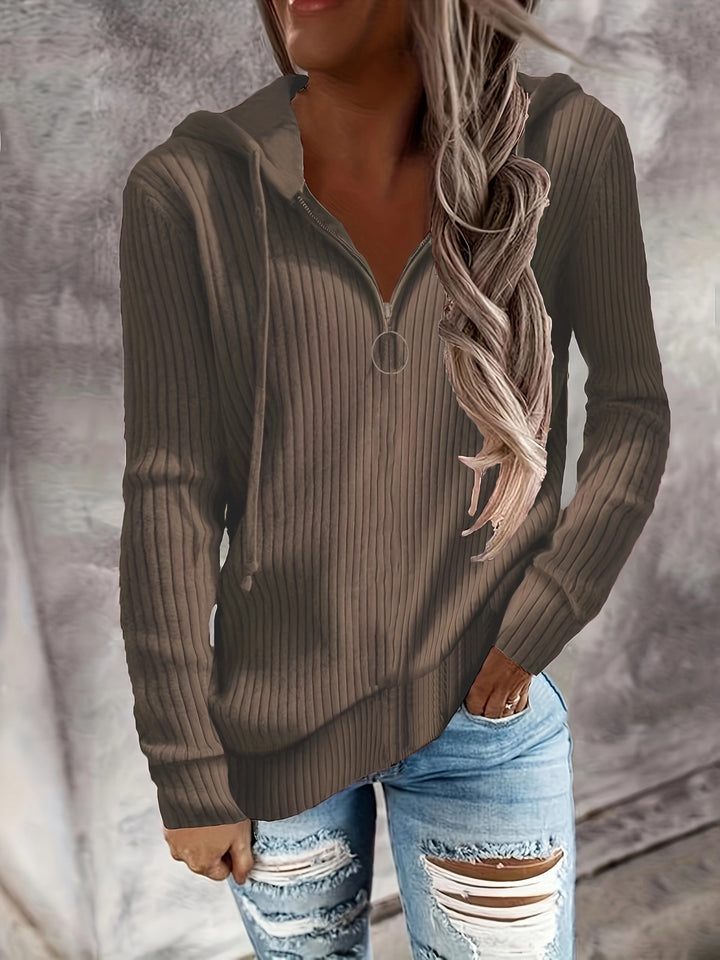 Lady Zip Hoodie with structured rib design and full zip Lune London