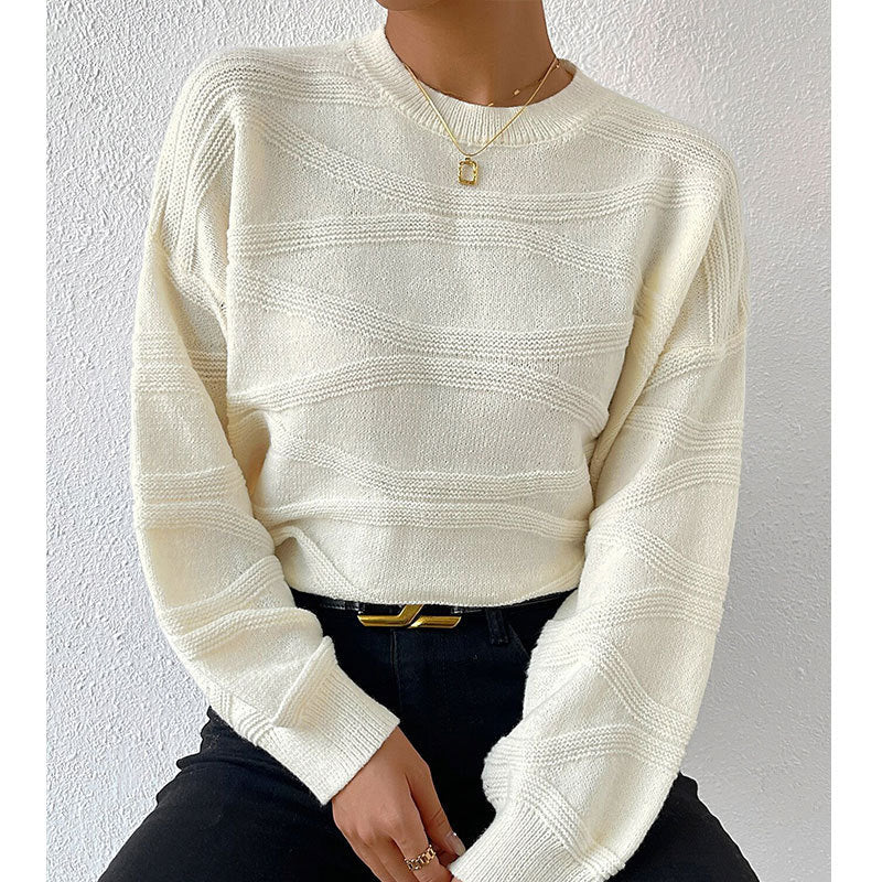 Pull en maille pour femmes avec un motif de vagues sophistiqué Chic & Stil