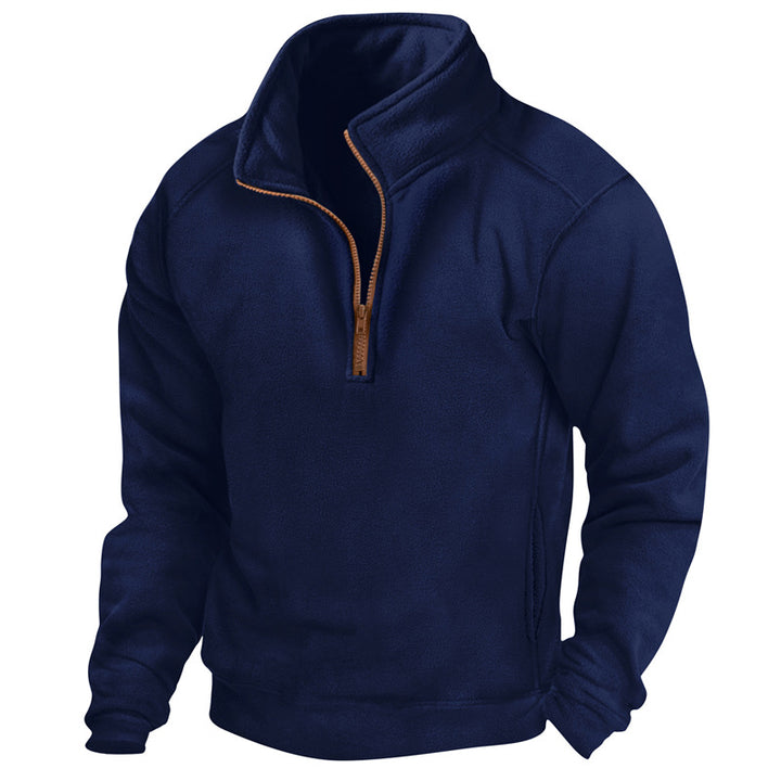 Fleece pullover for men with half-zip and textured design Lune London