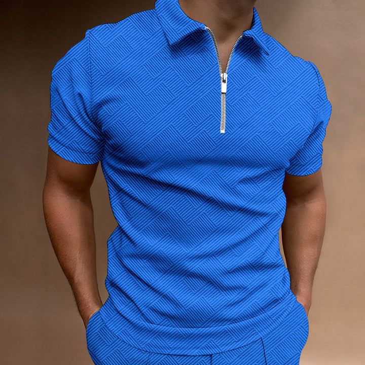 Men's Short Sleeve Polo with Structured Zip Lune London