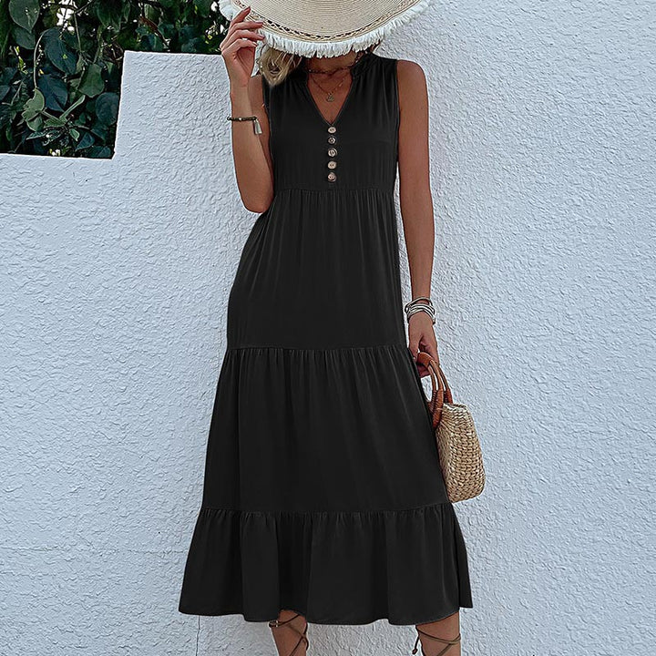 Lune London Women's Sleeveless Maxi Dress with Ruffle Detail