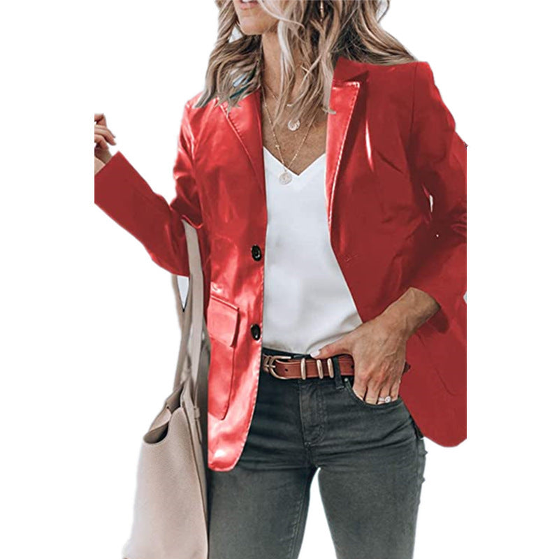 Women's Elegant Jacket with Shiny Surface and Practical Pockets Lune London