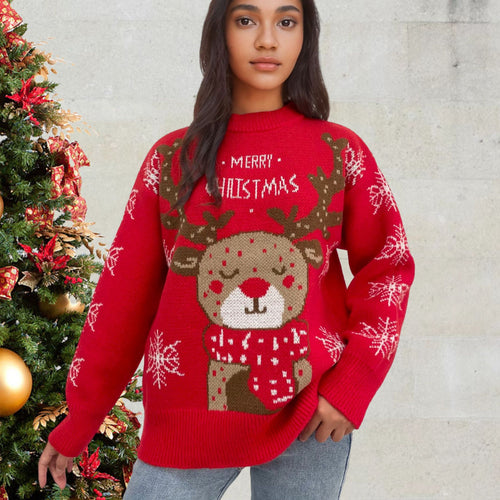 Festive sweater for women with reindeer pattern Lune London