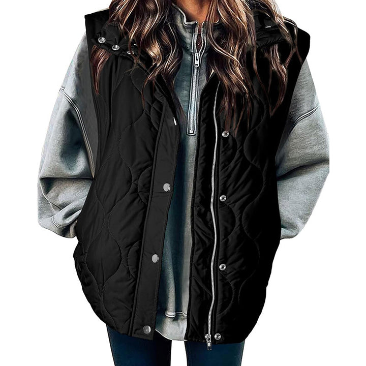 Quilted vest for women with high collar and practical pockets Lune London