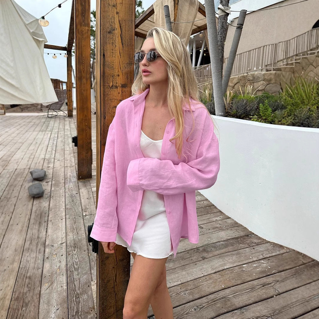 Lune London oversized linen button-up shirt for women