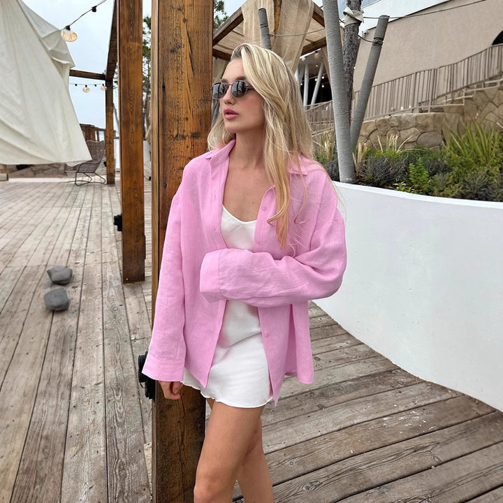 Lune London oversized linen button-up shirt for women