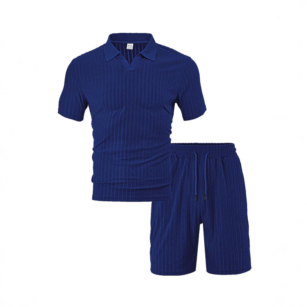 Casual polo and shorts set for men in pleated cotton Lune London