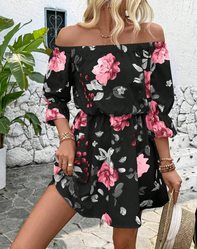 Boho dress for women with floral pattern Lune London