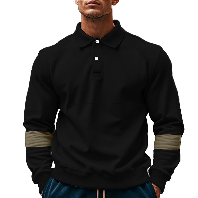 Elegant man long sleeve polo with contrasting sleeve details Lune London