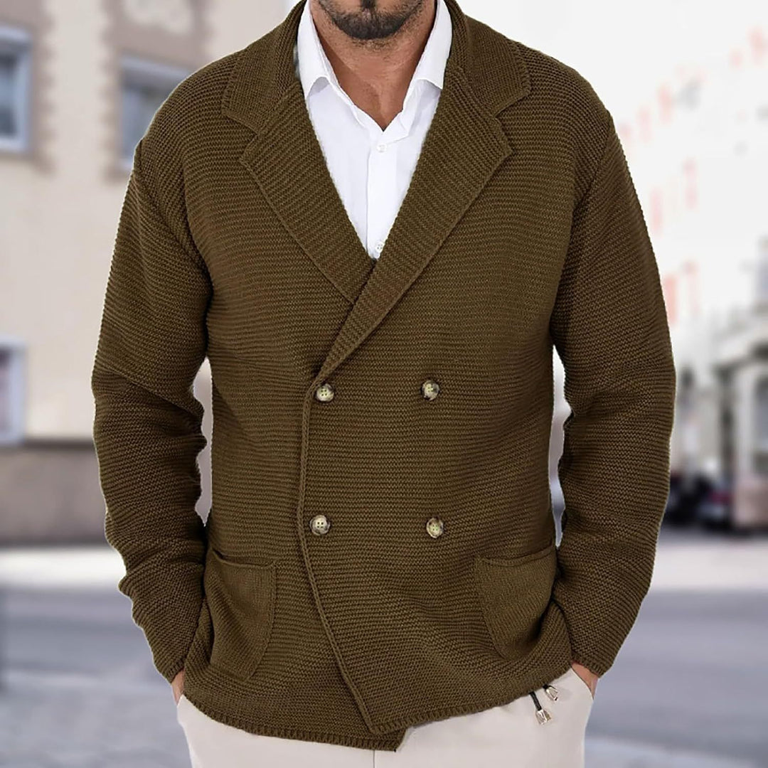 Men's sweater jacket with trendy shawl collar and decorative buttons Lune London