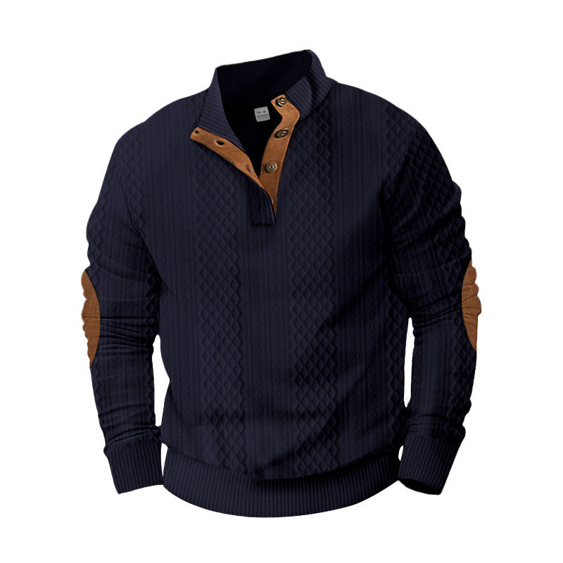 Trendy knitted sweater for men with innovative collar and elegant contrast details Lune London