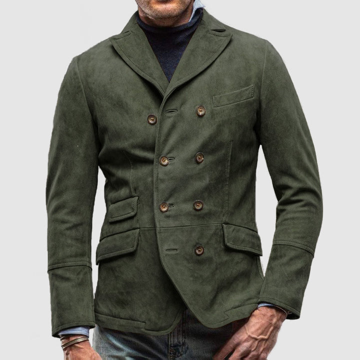 Elegant suede blazer for men with double-breasted and practical pockets Lune London