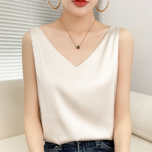 Women V-neck Satin Blouse Lune London