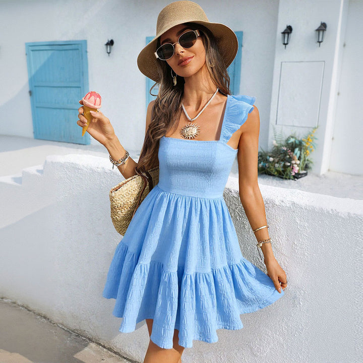 Robe d'été pour femmes avec volants, haut élastique et jupe évasée Chic & Stil