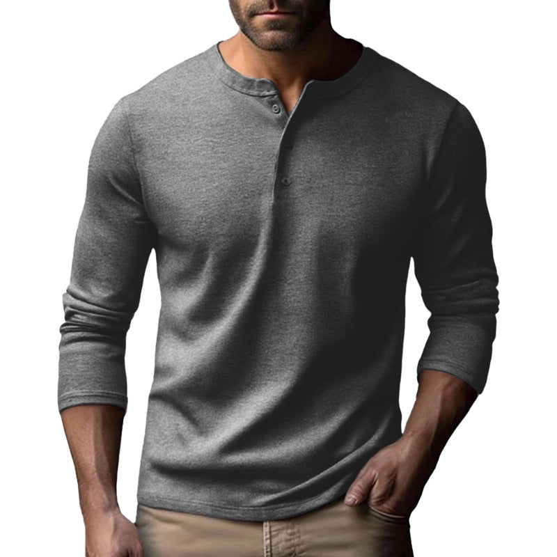 Men's Long Sleeve Henley Shirt in Breathable Cotton Blend Lune London