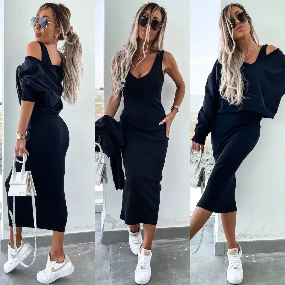 Elegant and casual two-piece set for women with V-neck and wide top Lune London