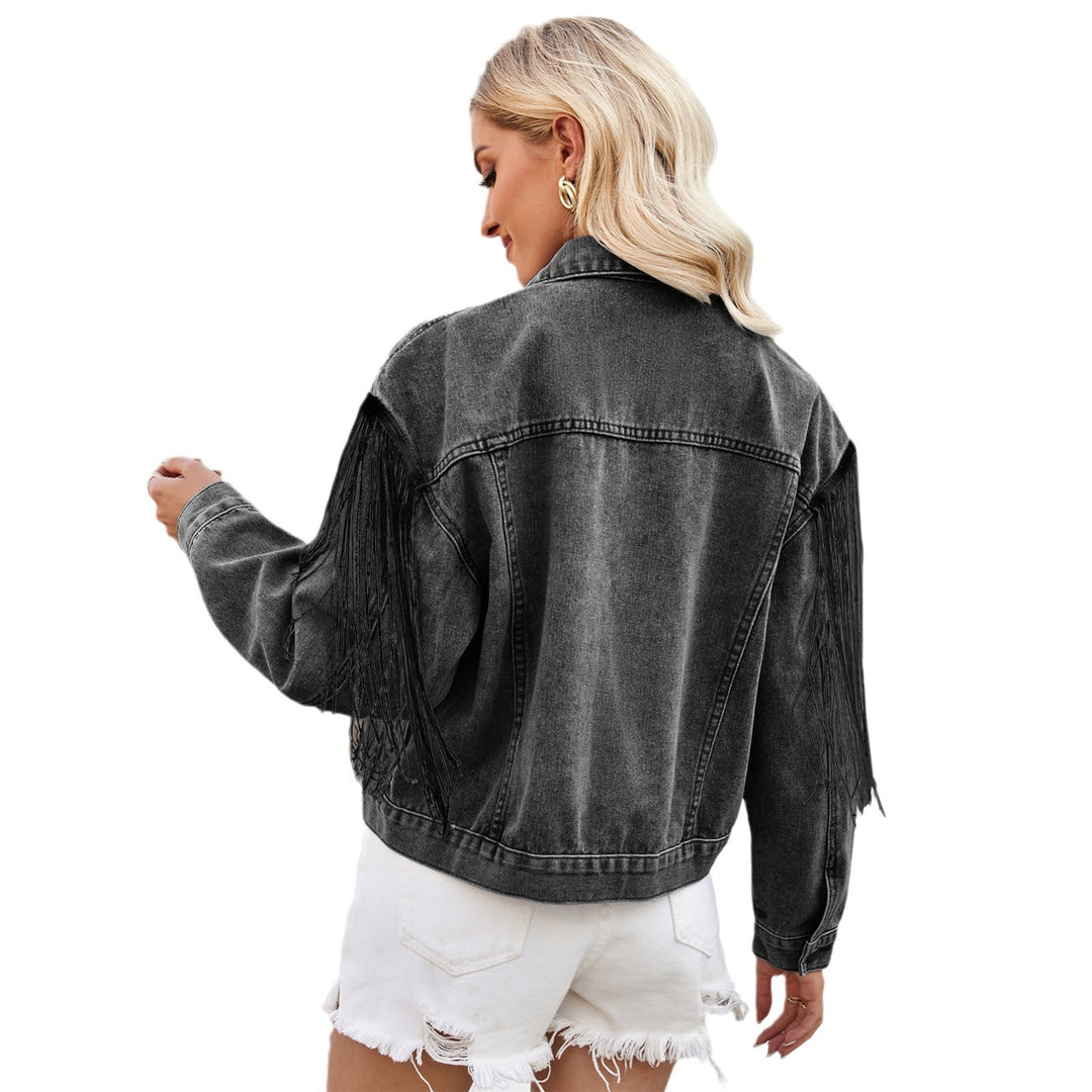 Denim jacket for women with frayed design detail Lune London