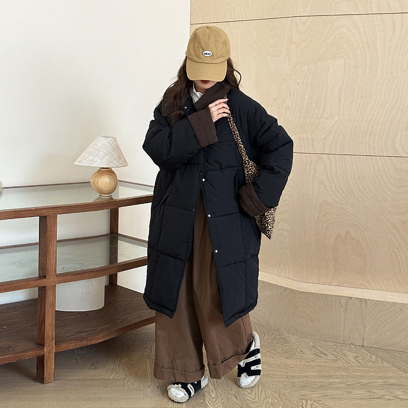 Ladies Long Winter Coat, Padded with Practical Snap Button Closure Lune London