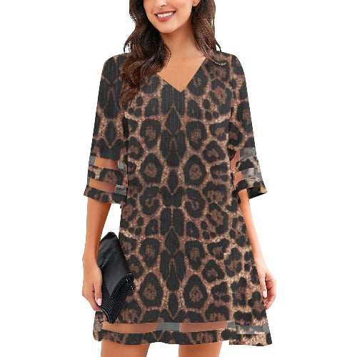 Lune London women's leopard print V-neck shift dress