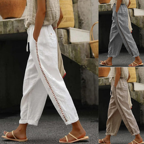 Light A-line linen pants for women with side pockets Lune London