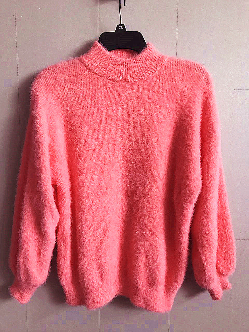 Women’S Fleece Turtleneck Sweater with Puff Sleeves and Textured Design Lune London