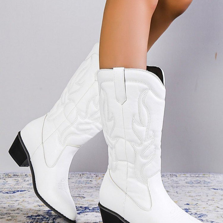 Women's cowboy boots with trendy decorations and block heel Lune London