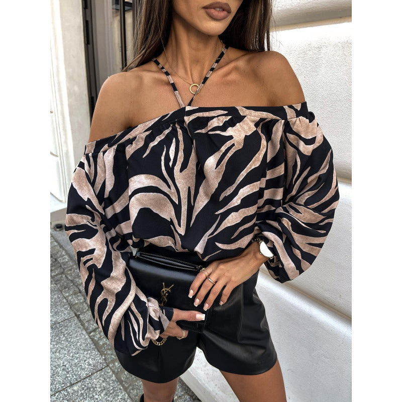 Women Off-Shoulder Blouse Leopard Print Lune London