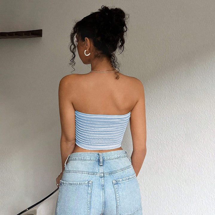 Chic & Stil trendy ribbed knit bandeau top for women