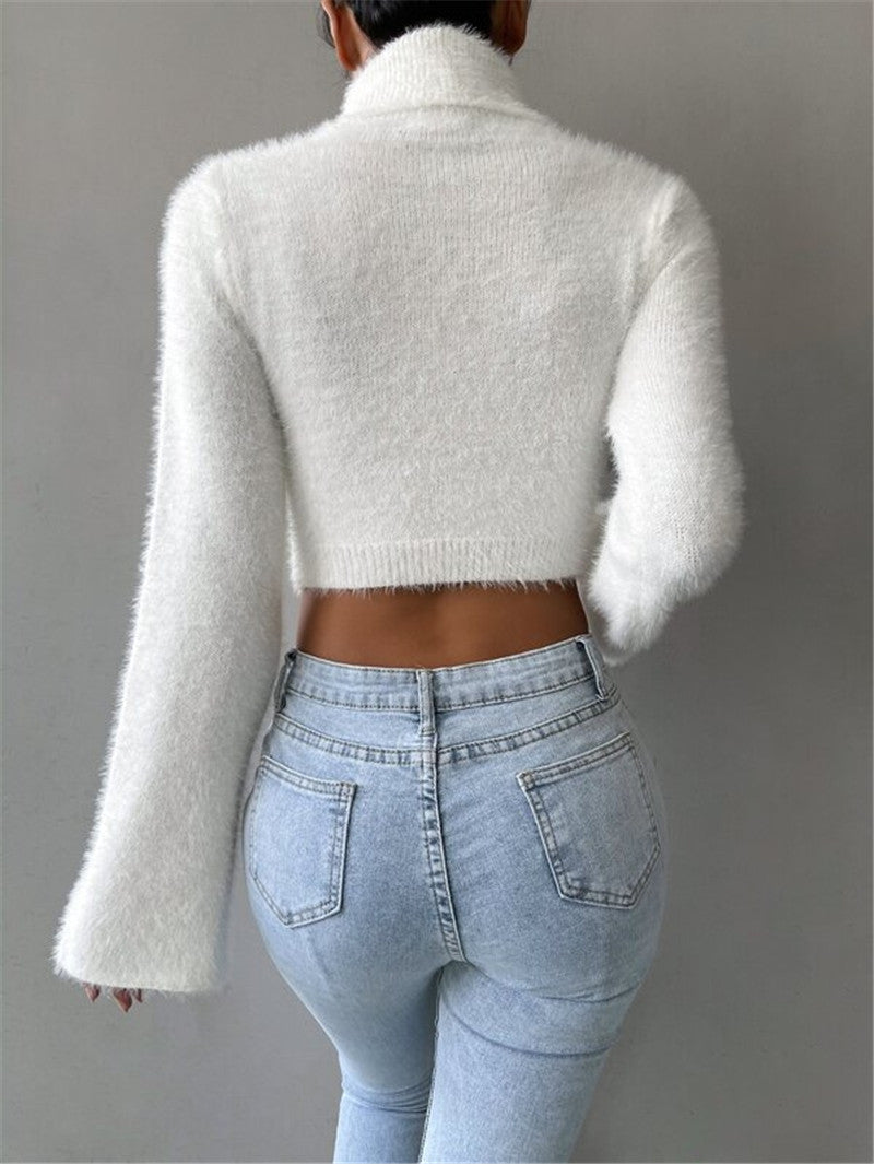 Close-fitting women's turtleneck top with oversized sleeves Lune London