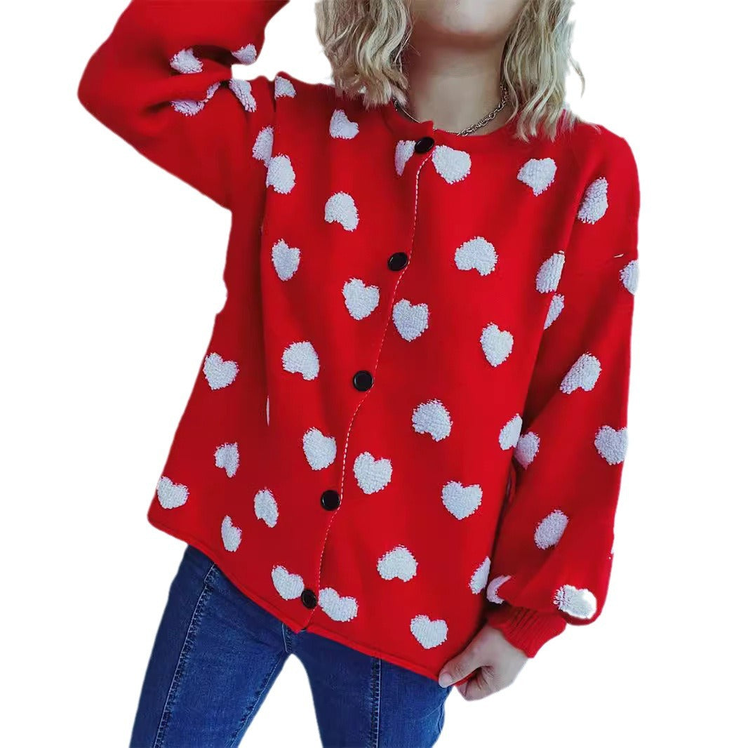 Cardigan femmes avec motif cœur et détails de boutons Chic & Stil
