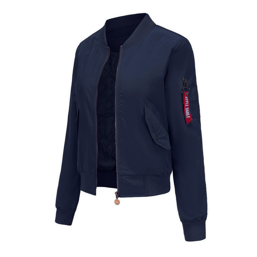 Elegant women's bomber jacket with practical side pockets and elastic edges Lune London