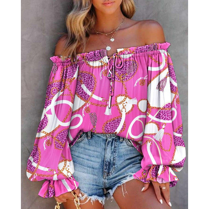 Woman Blouse Batik Off-Shoulder Lune London