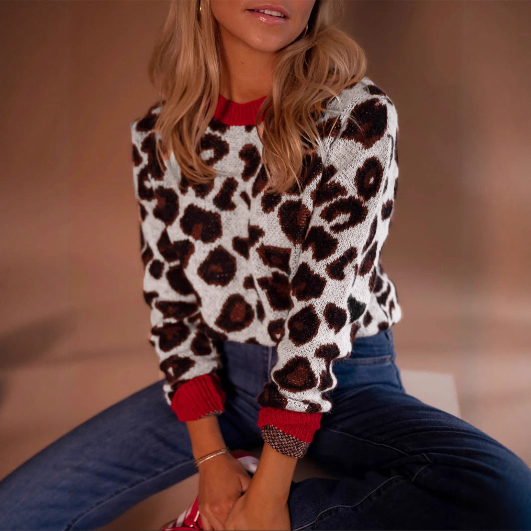 Women's sweater with leopard pattern and contrasting armholes Lune London