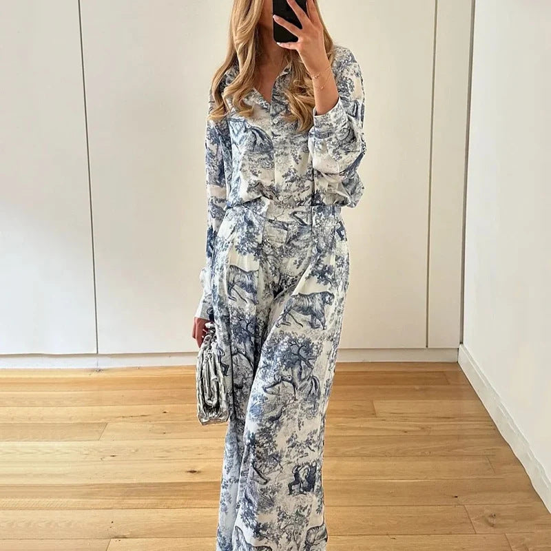 Ensemble Élégant Femme en Deux Pièces avec Coupe Ample et Motif Floral Chic & Stil