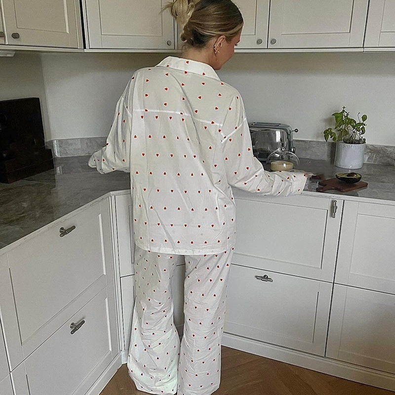 Comfortable night pants for ladies with hearts Lune London