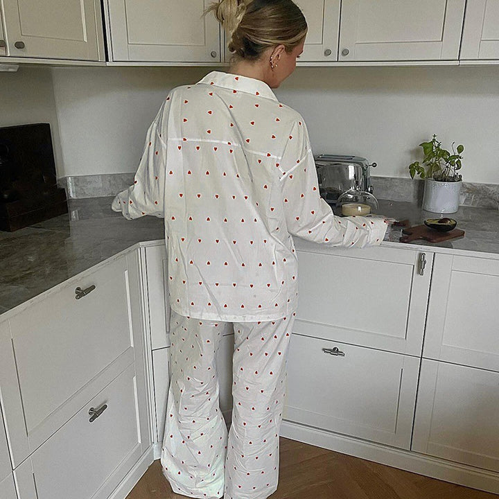 Comfortable night pants for ladies with hearts Lune London