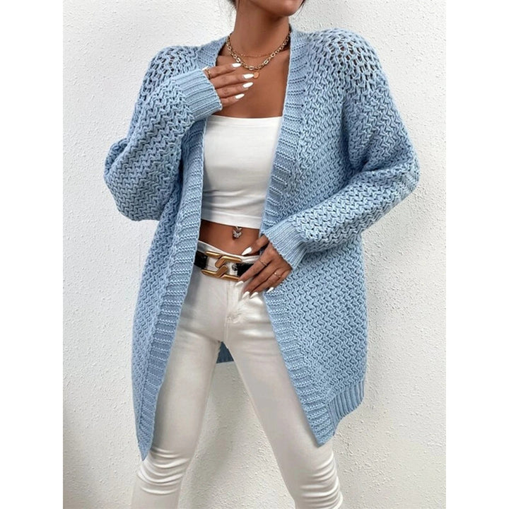 Ladies chunky knit cardigan with open stitches Lune London