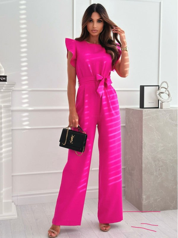 Women's jumpsuit with a belted waist and elegant ruffle details Lune London