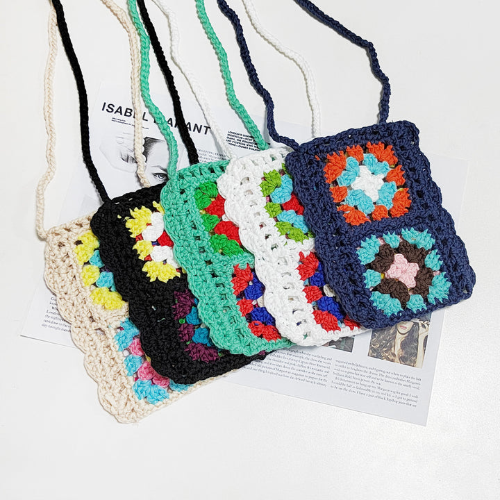 Ladies Colorful Crochet Pattern Shoulder Bag Lune London