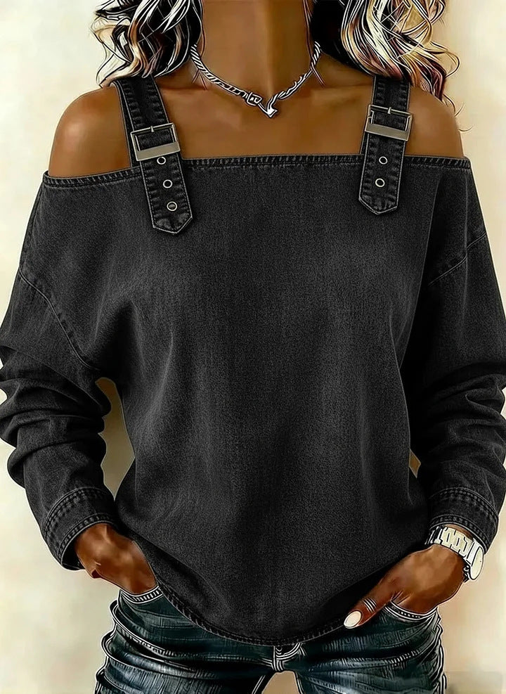 Women's casual sweatshirt with decorative shoulder details Chic & Stil