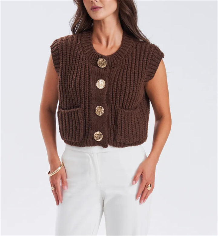 Women's knit jacket with gold buttons and relaxed fit Lune London