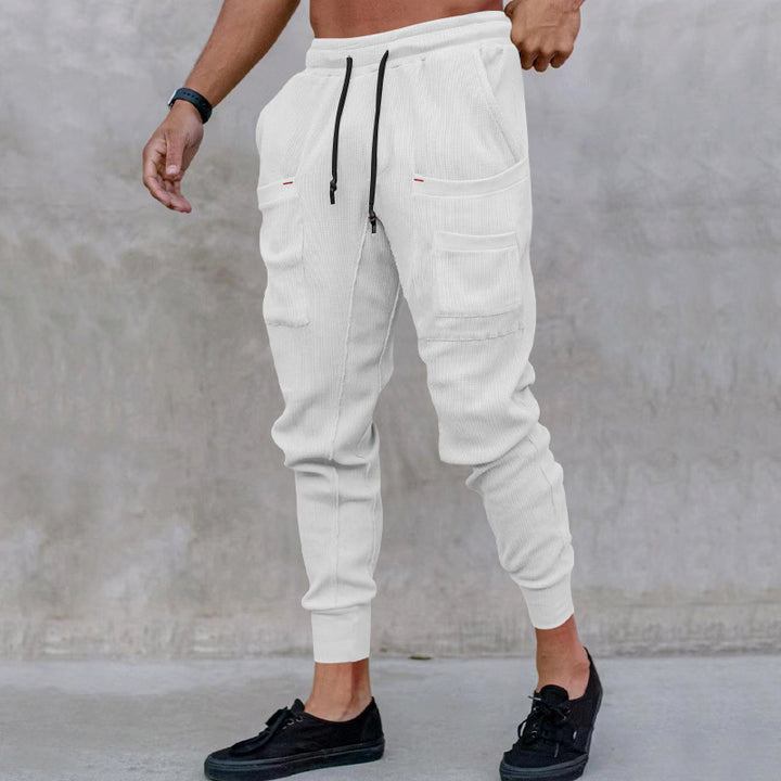 Trendy utility pants for men with elastic waistband and practical pockets Lune London