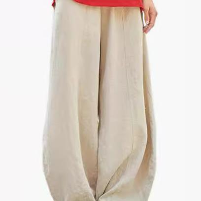 Wide linen pants for women with elastic waistband and convenient pockets Lune London