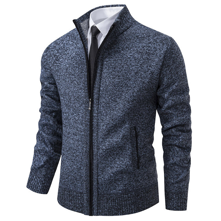 Sporty knit jacket for men with high collar and zipper Lune London