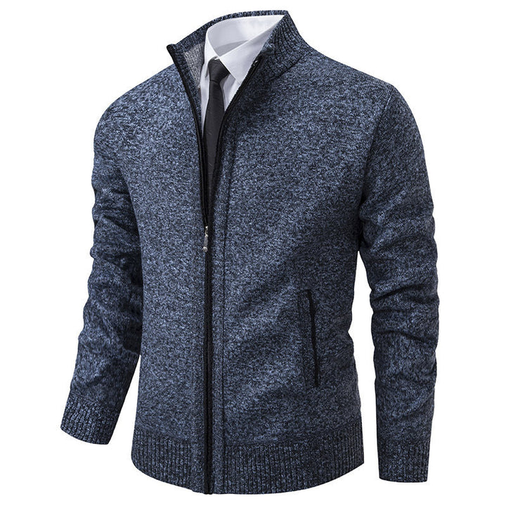 Men's Sporty Cardigan with Stand-Up Collar and Zipper Lune London