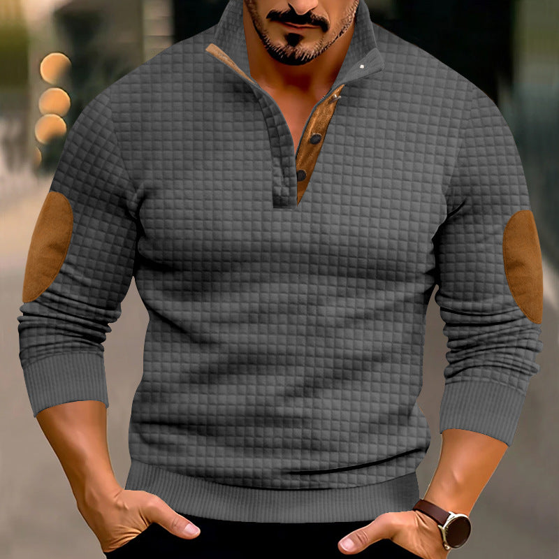 Men's sweater with high collar and contrasting leather details Lune London