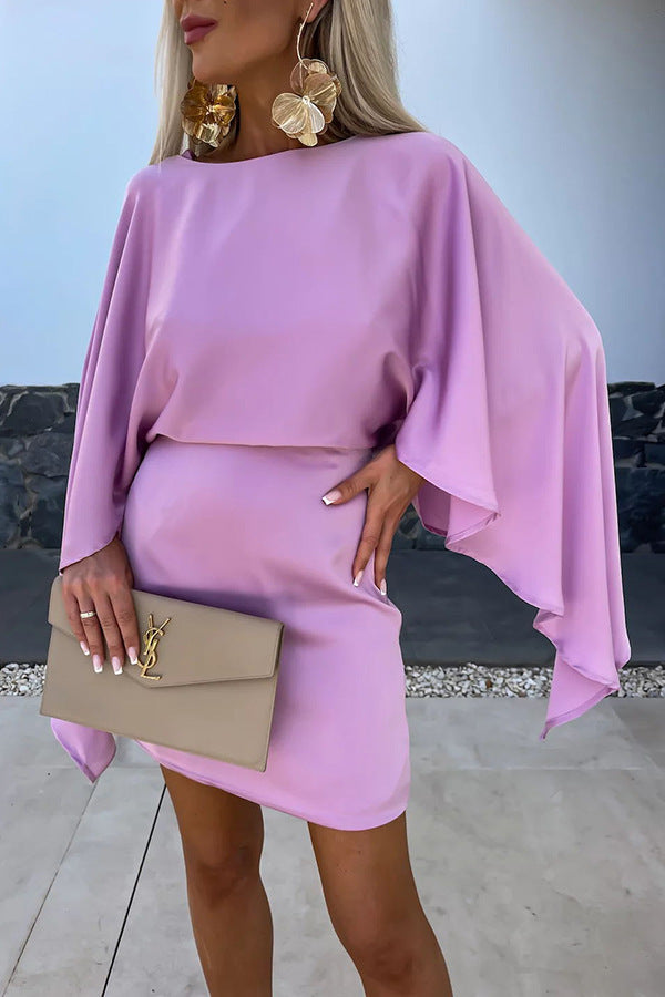 Elegant mini dress for women with a fluid cut and statement sleeves Lune London