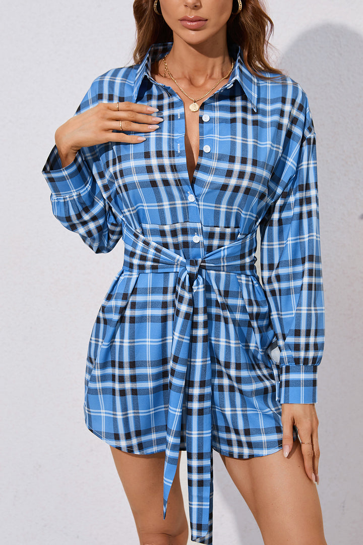 Plaid shirt dress for women with belt at the waist Lune London