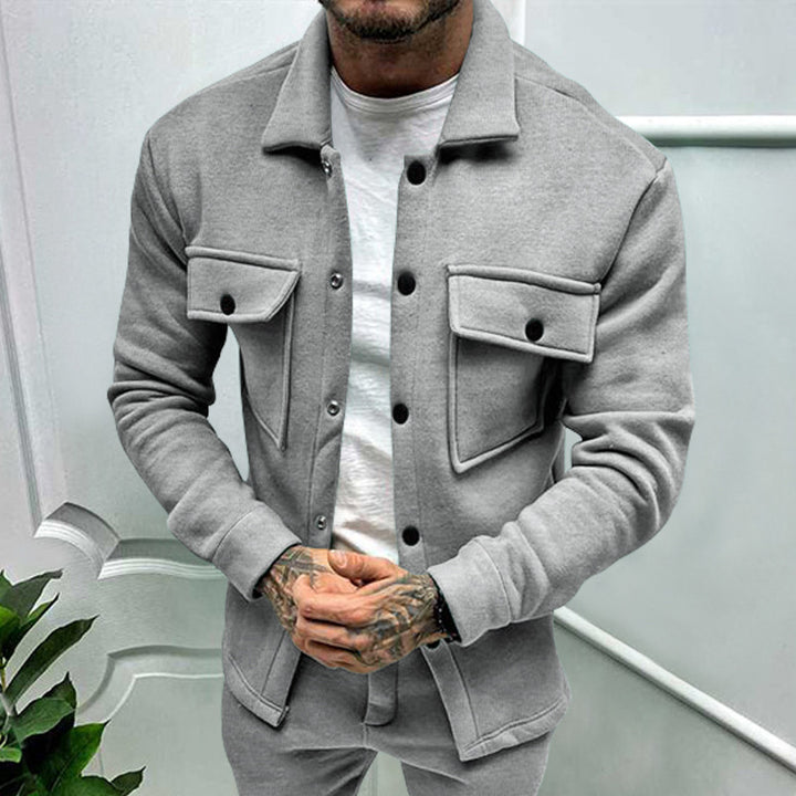 Casual transition jacket for men with practical pockets and snap button closure Lune London